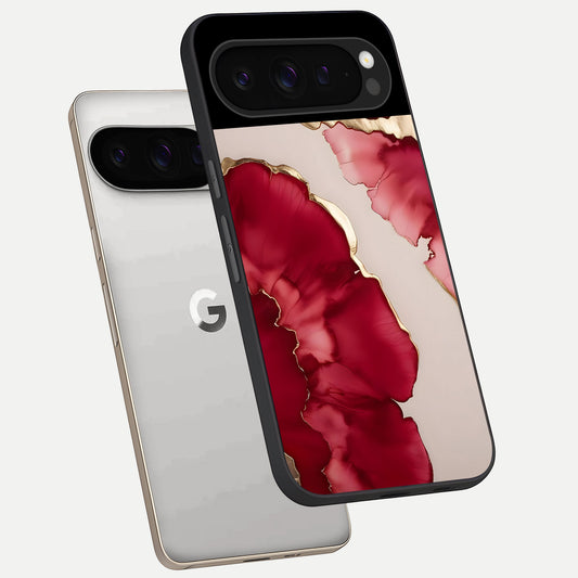  Pink And White Marble phone case For Google Pixel 9 Pro showing premium glass back cover with detailed artwork