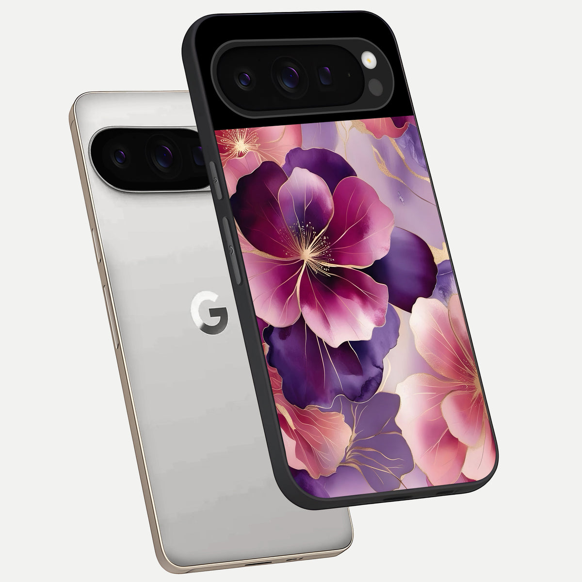 Pink Bouquet Florals phone case For Google Pixel 9 Pro showing premium glass back cover with detailed artwork