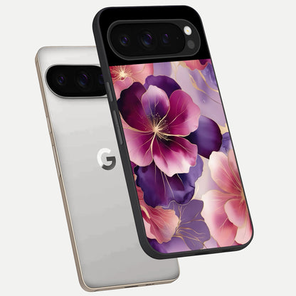  Pink Bouquet Florals phone case For Google Pixel 9 Pro showing premium glass back cover with detailed artwork
