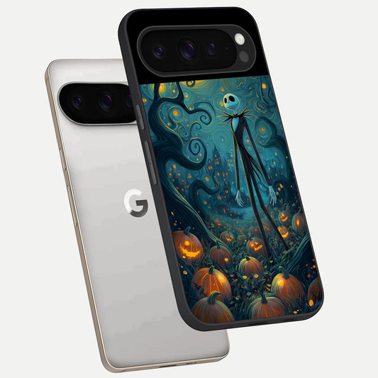  Pumpkin Moonlight Tale phone case For Google Pixel 9 Pro showing premium glass back cover with detailed artwork