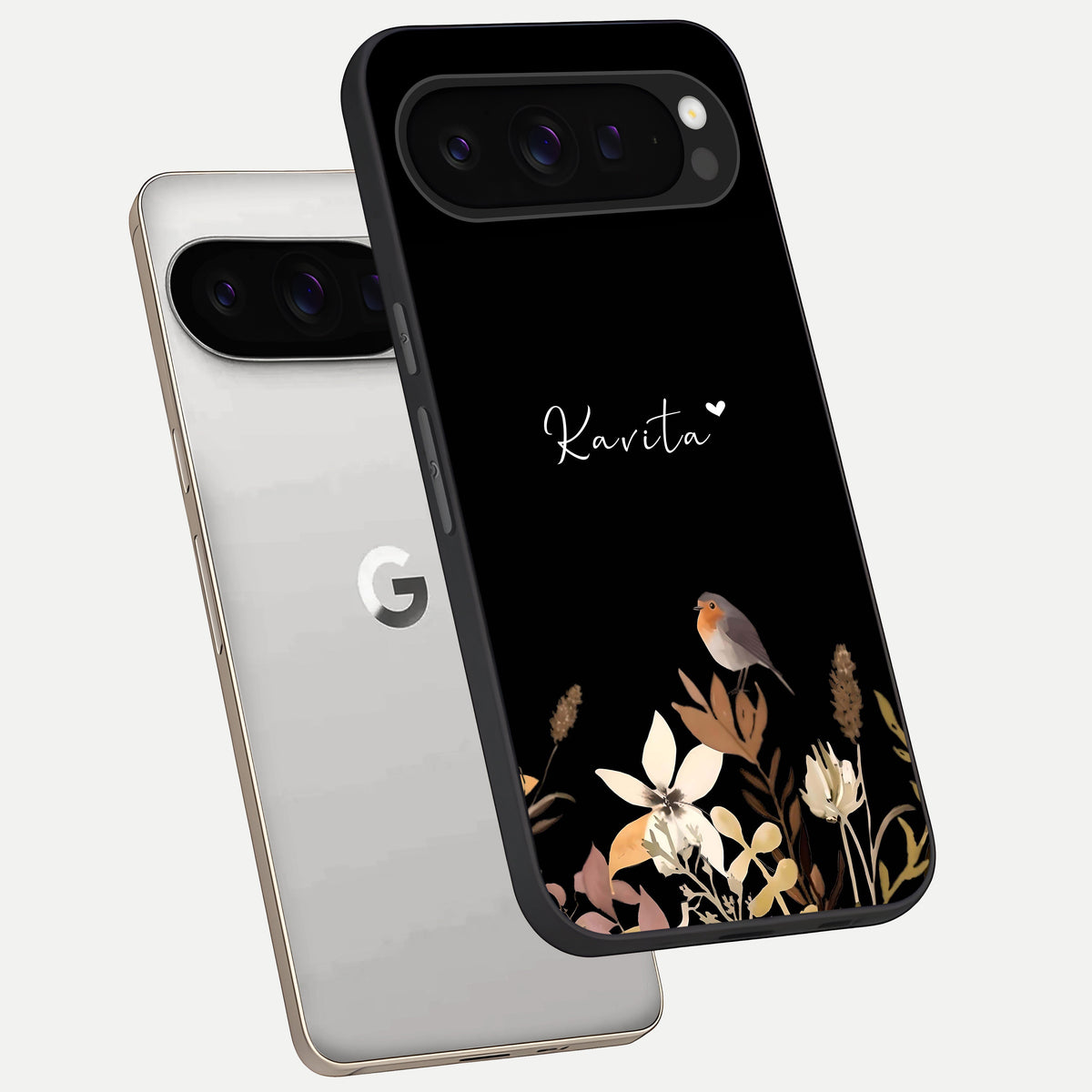  Quiet Garden Tune Custom Name phone case For Google Pixel 9 Pro showing premium glass back cover with detailed artwork