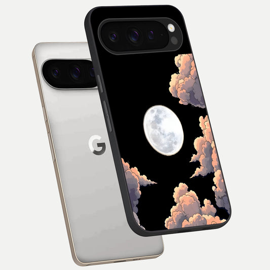  Shade Cloud Moon phone case For Google Pixel 9 Pro showing premium glass back cover with detailed artwork