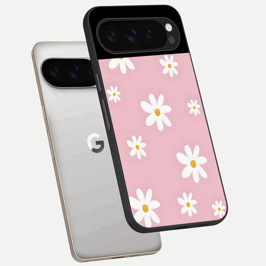  Soft Daisy Bliss phone case For Google Pixel 9 Pro showing premium glass back cover with detailed artwork