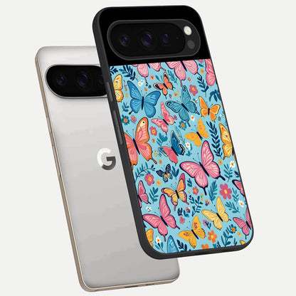  Spring Wing Garden phone case For Google Pixel 9 Pro showing premium glass back cover with detailed artwork