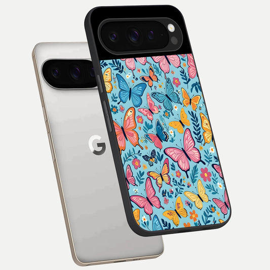  Spring Wing Garden phone case For Google Pixel 9 Pro showing premium glass back cover with detailed artwork