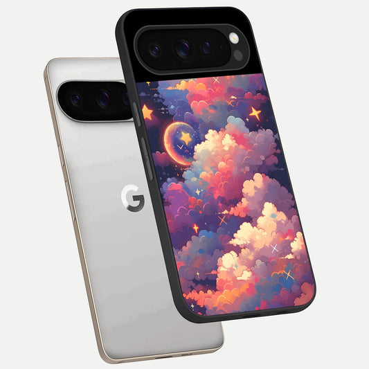  Starlit Dream Clouds phone case For Google Pixel 9 Pro showing premium glass back cover with detailed artwork