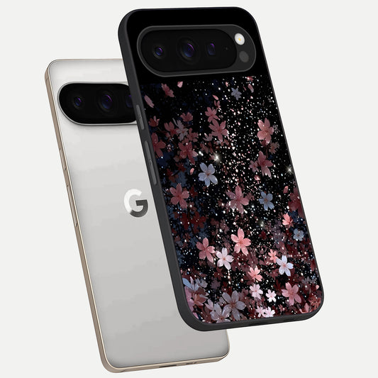  Starlit Flower Dreams phone case For Google Pixel 9 Pro showing premium glass back cover with detailed artwork