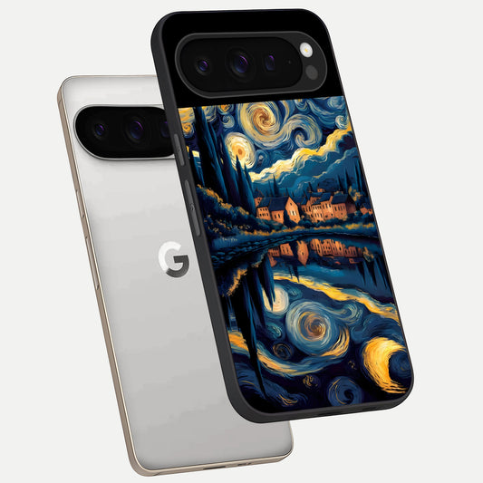  Starry Sky Serenity phone case For Google Pixel 9 Pro showing premium glass back cover with detailed artwork