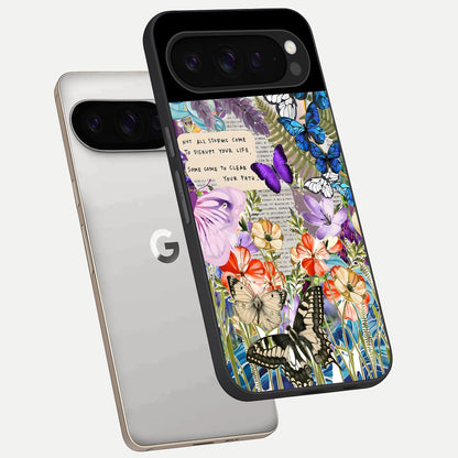  Storm Path Bloom phone case For Google Pixel 9 Pro showing premium glass back cover with detailed artwork