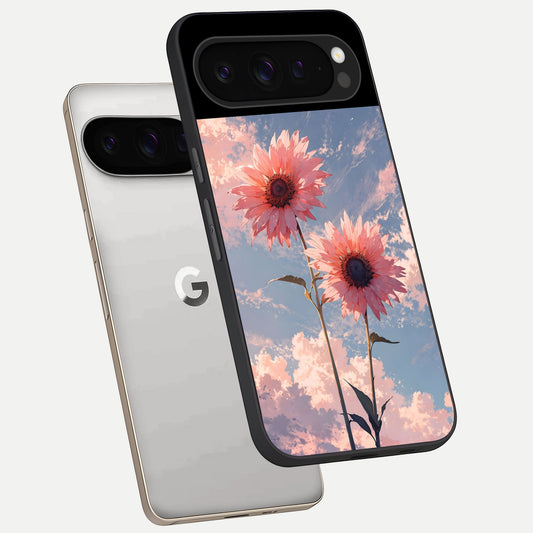  Sun Moon Balance phone case For Google Pixel 9 Pro showing premium glass back cover with detailed artwork