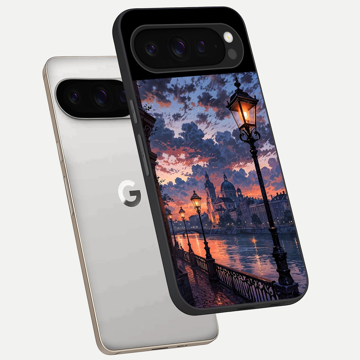  Twilight River Lights phone case For Google Pixel 9 Pro showing premium glass back cover with detailed artwork