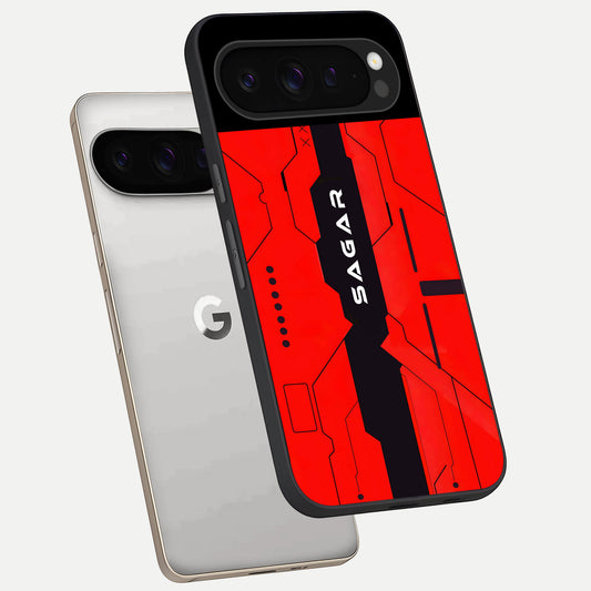  Voltage Rise CYBERPUNK Custom Name phone case For Google Pixel 9 Pro showing premium custom name glass back cover