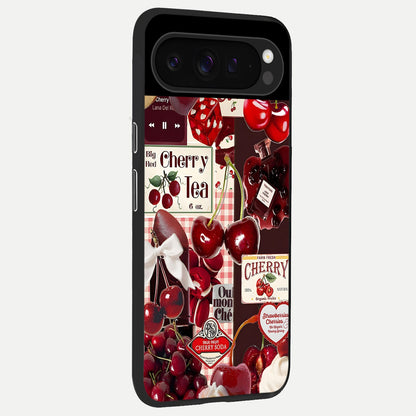  Aesthetic Cherry Tea back cover For Google Pixel 9 Pro slim fit glass case with vibrant aesthetic design