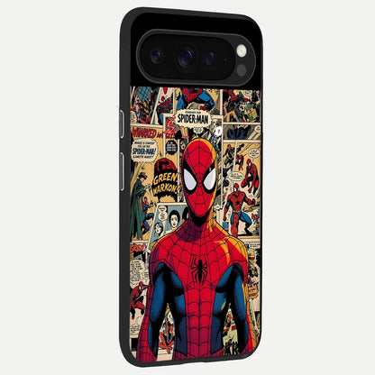  Aesthetic Spider back cover For Google Pixel 9 Pro slim fit glass case with vibrant aesthetic design
