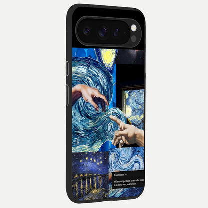  Aesthetic Vando Hands back cover For Google Pixel 9 Pro slim fit glass case with vibrant aesthetic design