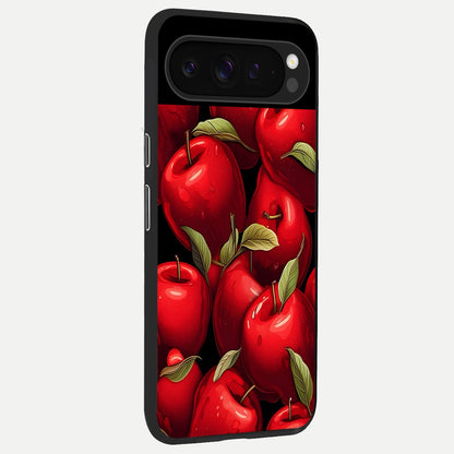  Apple Pattern back cover For Google Pixel 9 Pro slim fit glass case with vibrant aesthetic design