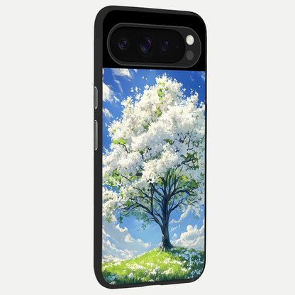  Blossom Sky Serenity back cover For Google Pixel 9 Pro slim fit glass case with vibrant aesthetic design