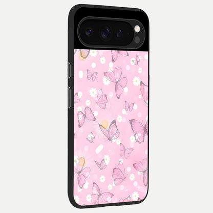  Blush Butterfly Garden back cover For Google Pixel 9 Pro slim fit glass case with vibrant aesthetic design