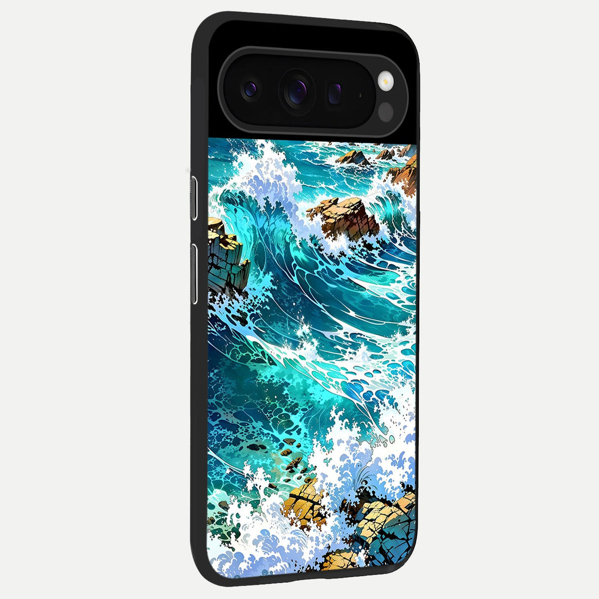  Coastal Blue Waves back cover For Google Pixel 9 Pro slim fit glass case with vibrant aesthetic design