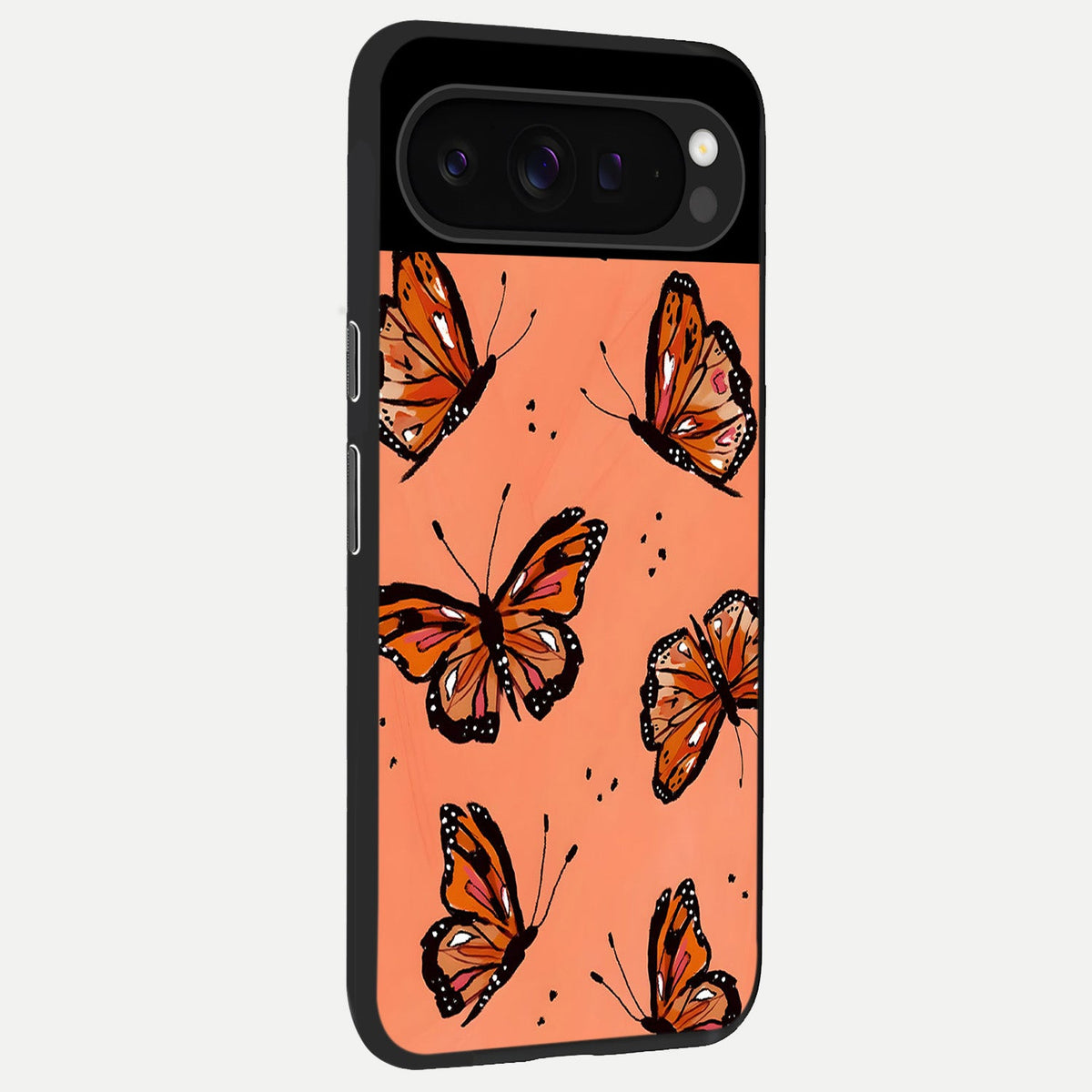  Coral Wing Butterfly back cover For Google Pixel 9 Pro slim fit glass case with vibrant aesthetic design