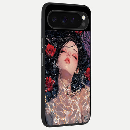  Crimson Rose Serenity back cover For Google Pixel 9 Pro slim fit glass case with vibrant aesthetic design