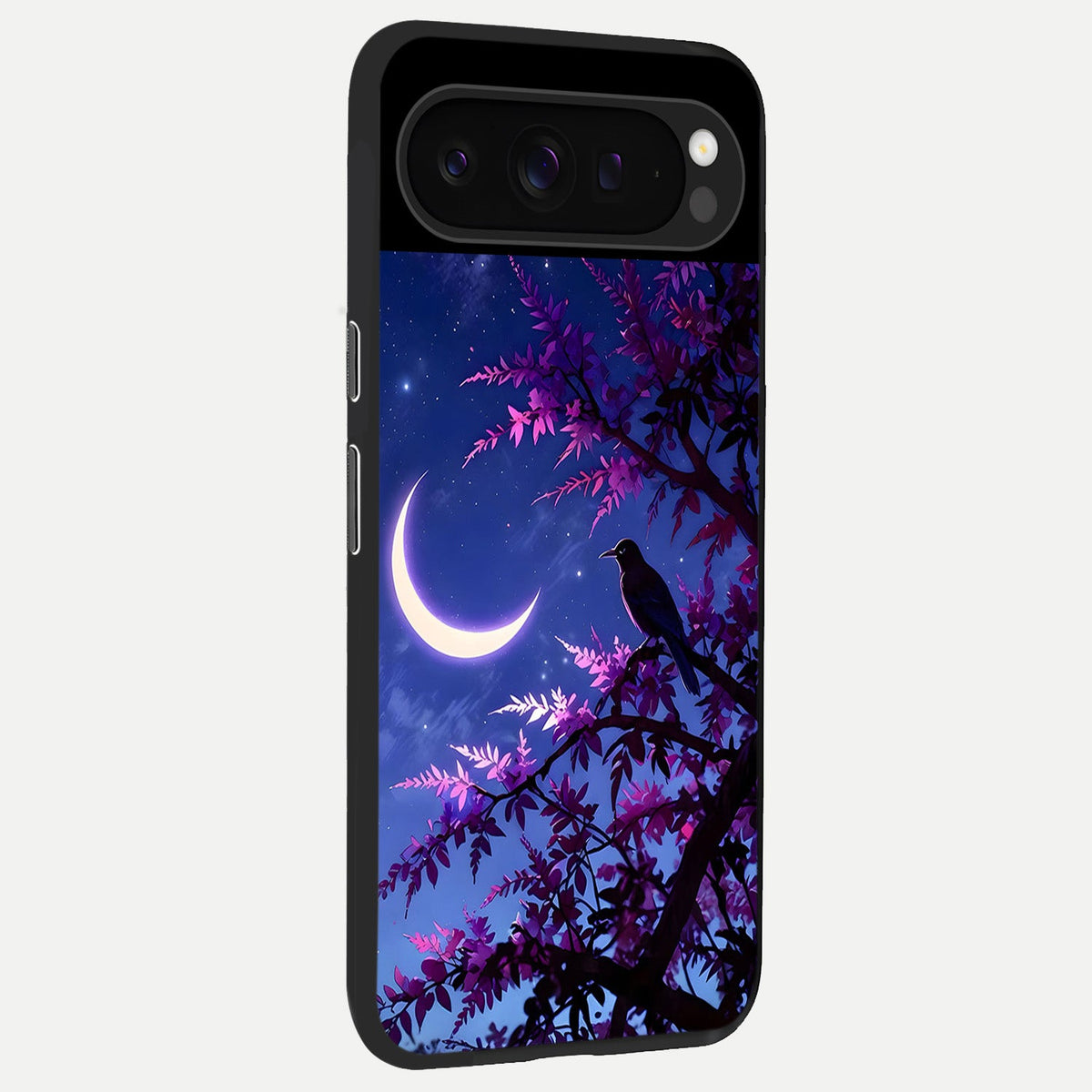  Crow And Moon Scenery back cover For Google Pixel 9 Pro slim fit glass case with vibrant aesthetic design