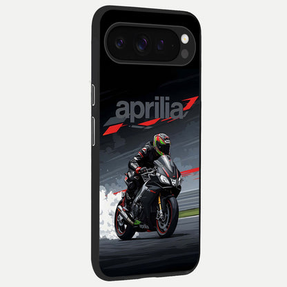  Dark Aprilla back cover For Google Pixel 9 Pro slim fit glass case with vibrant aesthetic design