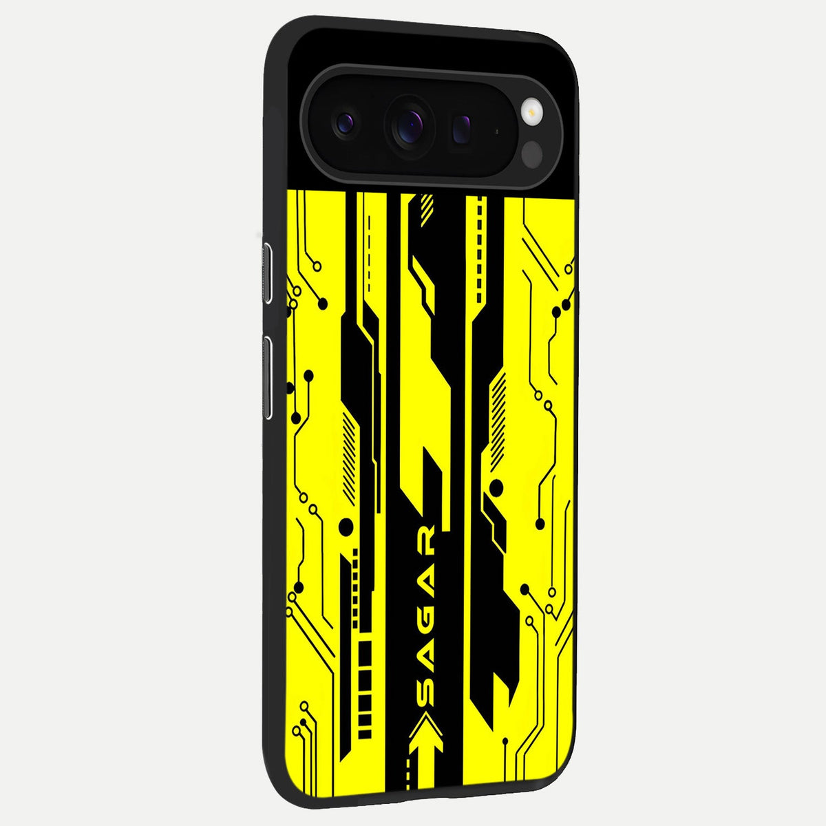  Electric Pulse CYBERPUNK Custom Name back cover For Google Pixel 9 Pro slim fit glass case with vibrant aesthetic design