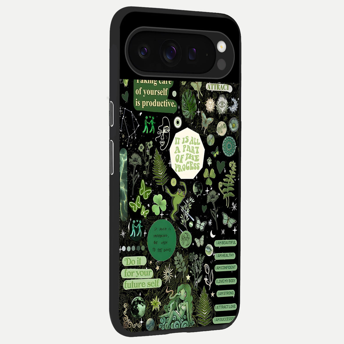  Green Mandala Pattern back cover For Google Pixel 9 Pro slim fit glass case with vibrant aesthetic design