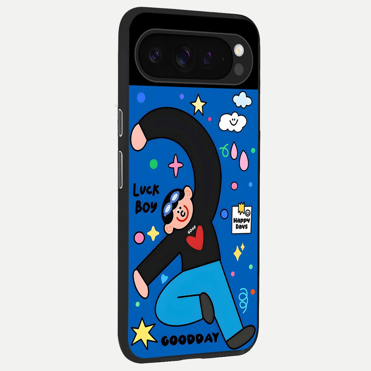  Happy Luck Vibe back cover For Google Pixel 9 Pro slim fit glass case with vibrant aesthetic design