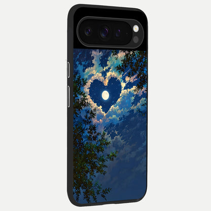  Heart With Moon Sky back cover For Google Pixel 9 Pro slim fit glass case with vibrant aesthetic design
