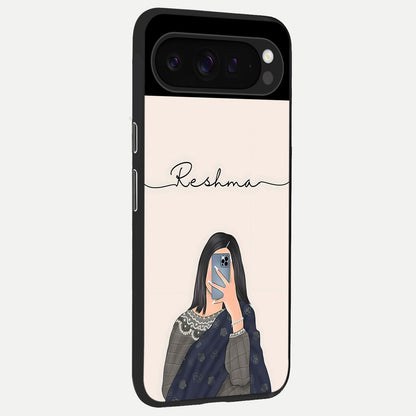  Mirror Mood Muse With Custom Name back cover For Google Pixel 9 Pro slim fit glass case with vibrant aesthetic design