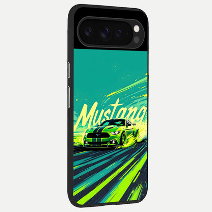  Mustang Bang back cover For Google Pixel 9 Pro slim fit glass case with vibrant aesthetic design