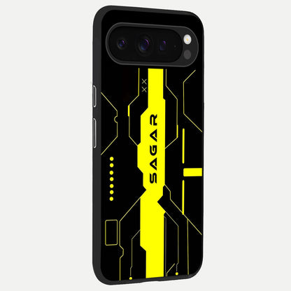  Neon CYBERPUNK Custom Name back cover For Google Pixel 9 Pro slim fit glass case with vibrant aesthetic design
