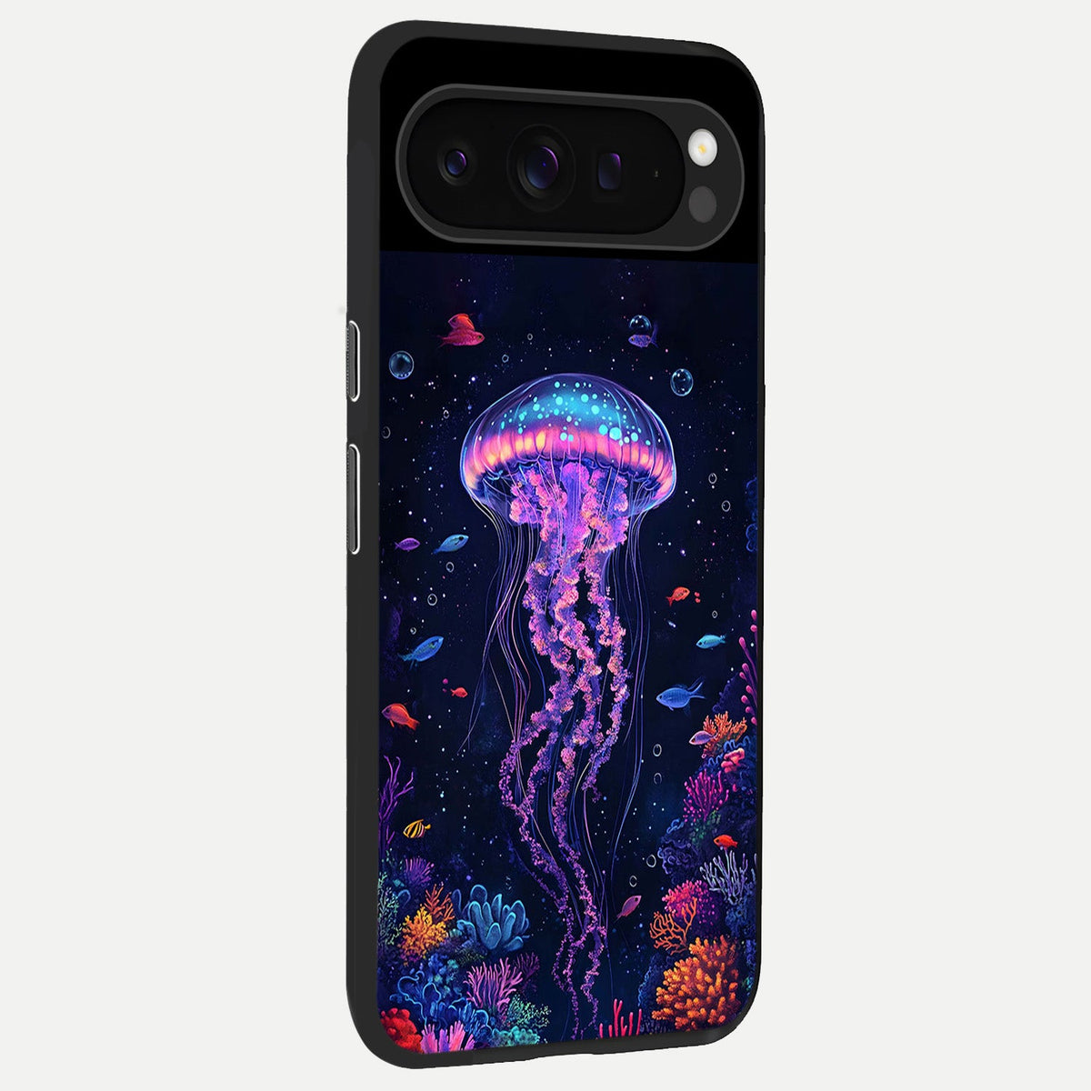  Neon Jellyfish back cover For Google Pixel 9 Pro slim fit glass case with vibrant aesthetic design