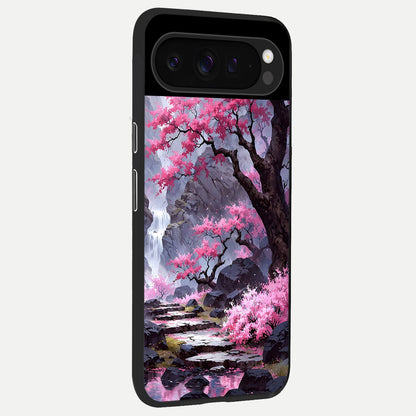  Pink Sunflower Glow back cover For Google Pixel 9 Pro slim fit glass case with vibrant aesthetic design