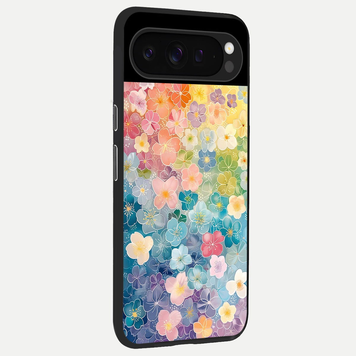  Rainbow Blossom Burst back cover For Google Pixel 9 Pro slim fit glass case with vibrant aesthetic design