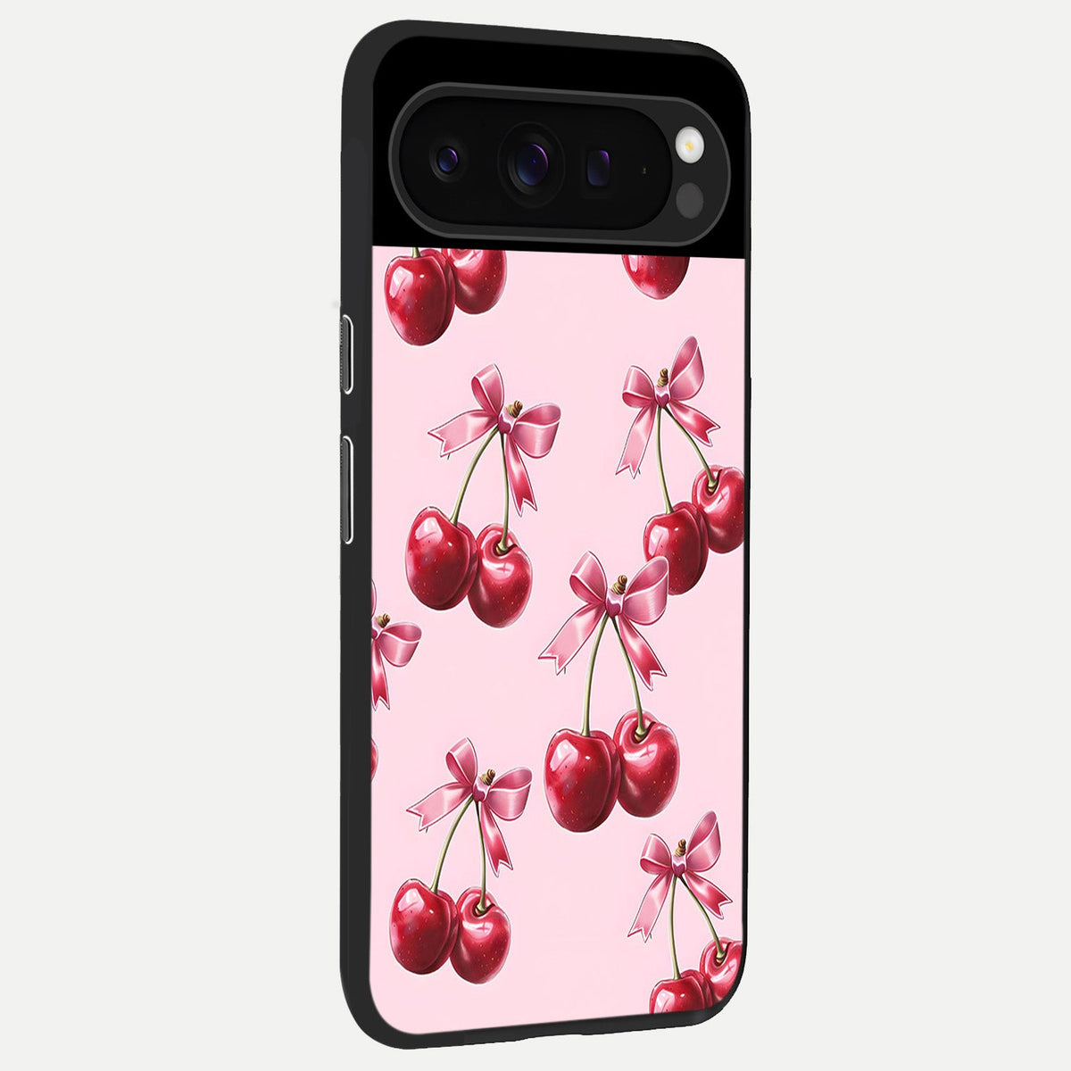  Red Cherries Pattern back cover For Google Pixel 9 Pro slim fit glass case with vibrant aesthetic design