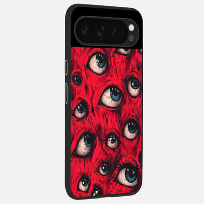  Red Eyes Pattern back cover For Google Pixel 9 Pro slim fit glass case with vibrant aesthetic design