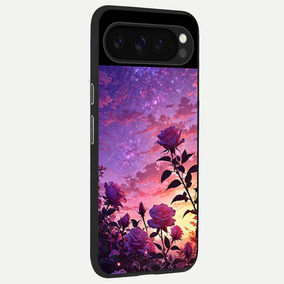  Starlit Rose Twilight back cover For Google Pixel 9 Pro slim fit glass case with vibrant aesthetic design