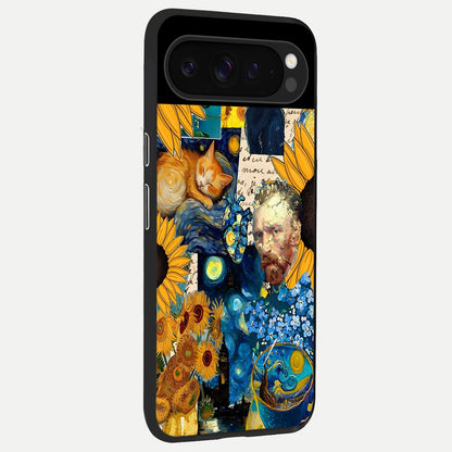  Sunflower Chic Mood Custom Name back cover For Google Pixel 9 Pro slim fit glass case with vibrant aesthetic design