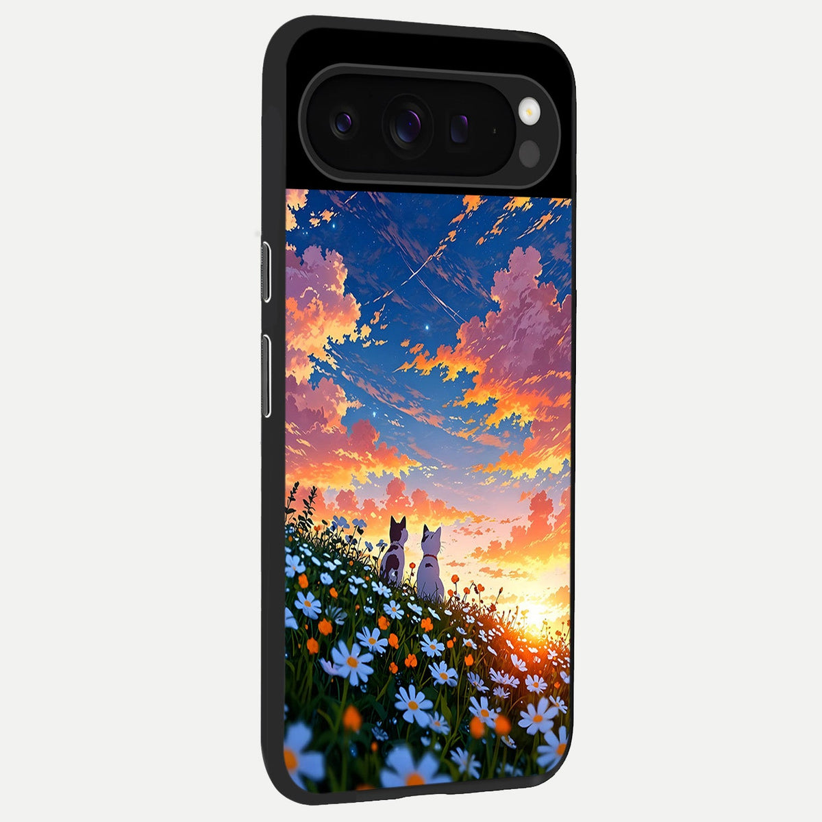  Two Cats Friends back cover For Google Pixel 9 Pro slim fit glass case with vibrant aesthetic design