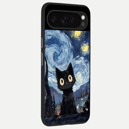  Van Gogh Cat back cover For Google Pixel 9 Pro slim fit glass case with vibrant aesthetic design