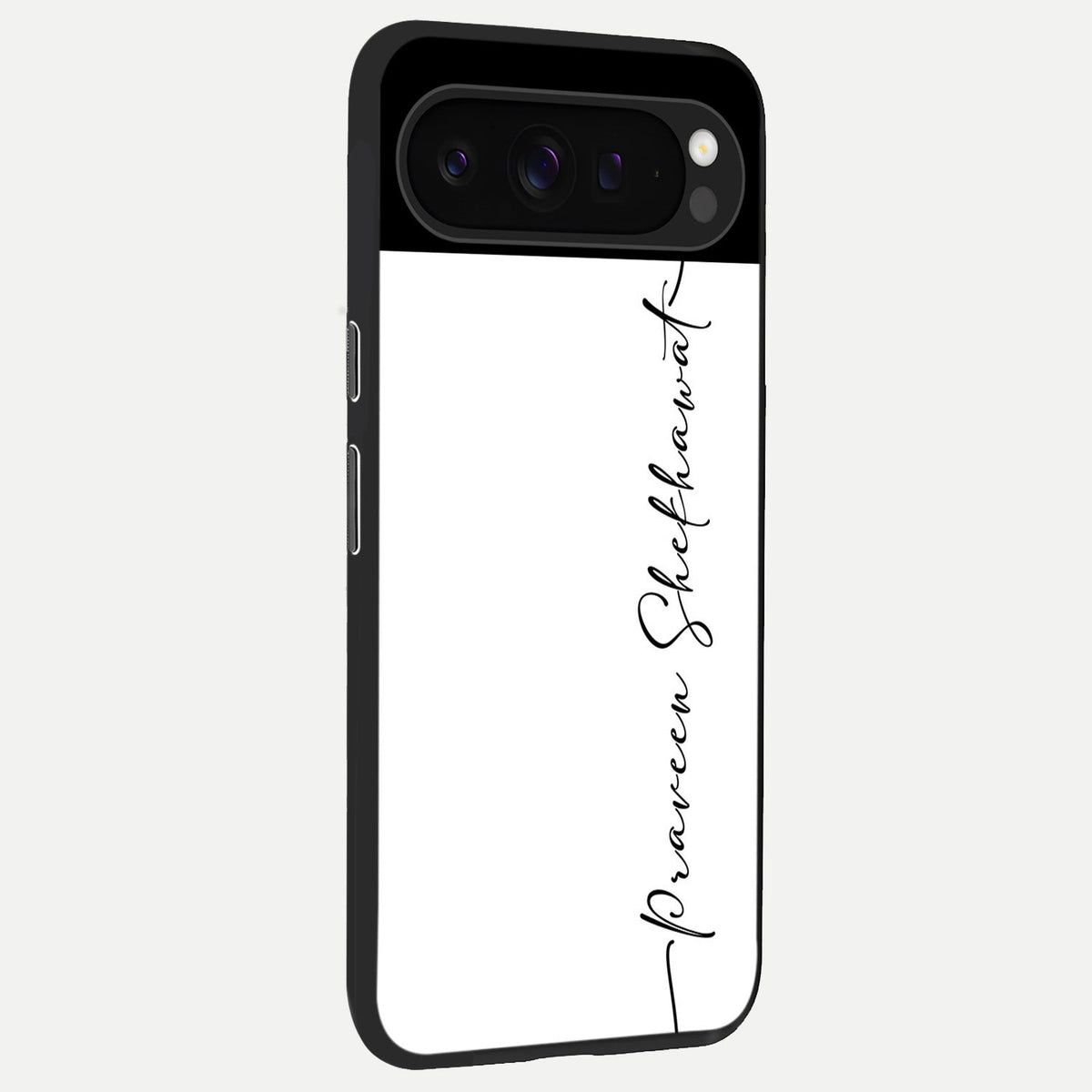  White Tune Custom Name back cover For Google Pixel 9 Pro slim fit personalized glass case with aesthetic design