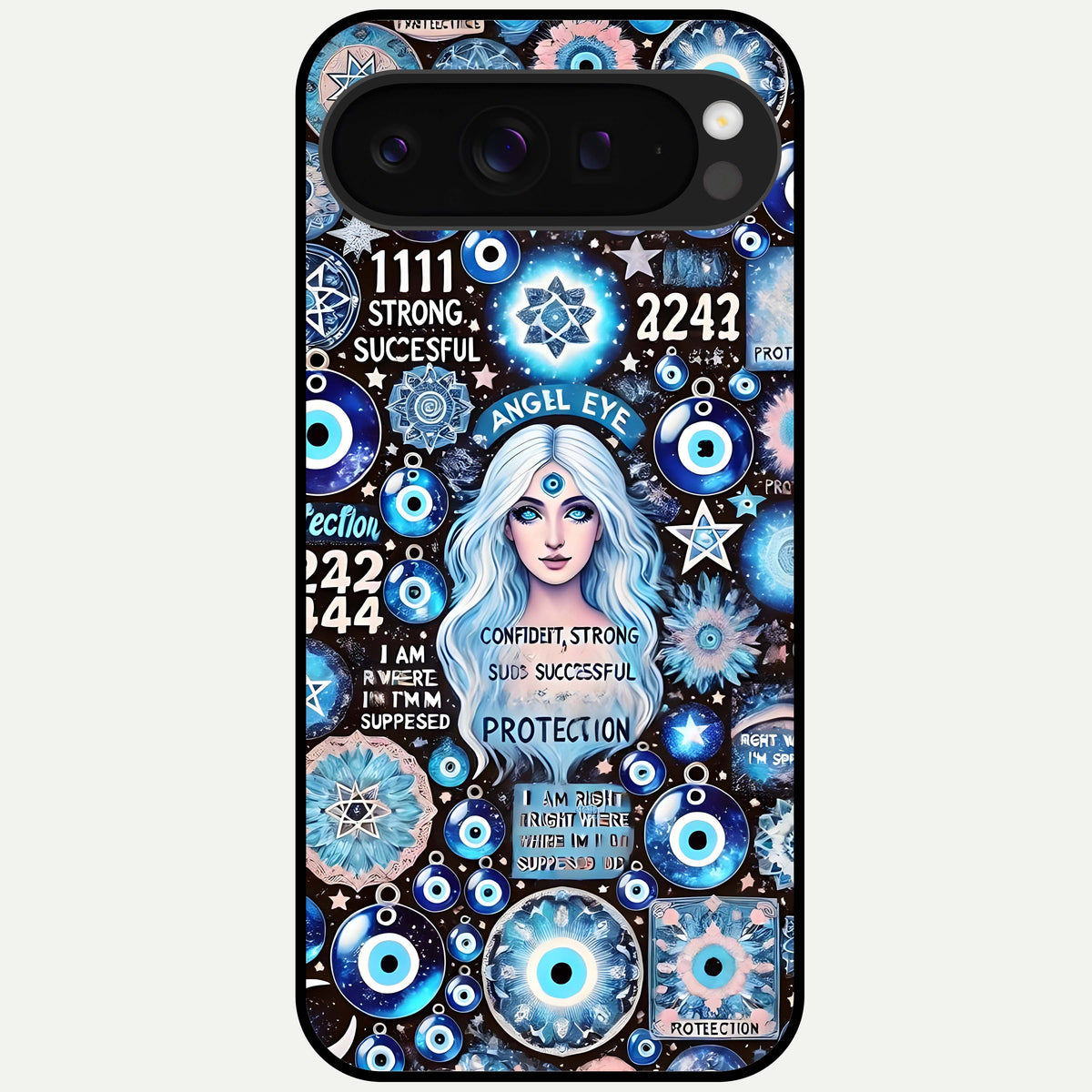  Angel Aura Shield Glass Case For Google Pixel 9 Pro XL back cover – full design glossy printed glass finish