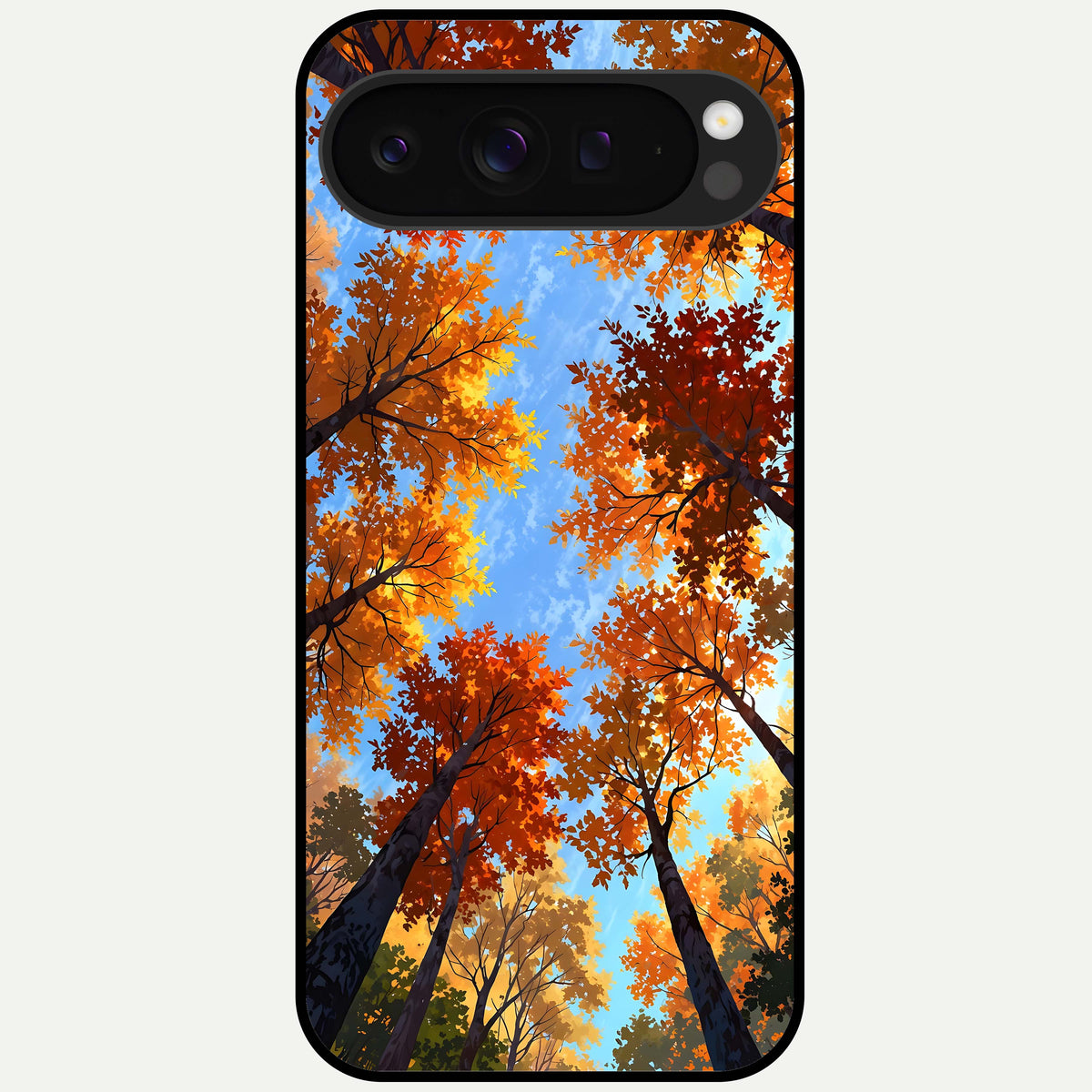  Autumn Sky Rise Glass Case For Google Pixel 9 Pro XL back cover – full design glossy printed glass finish