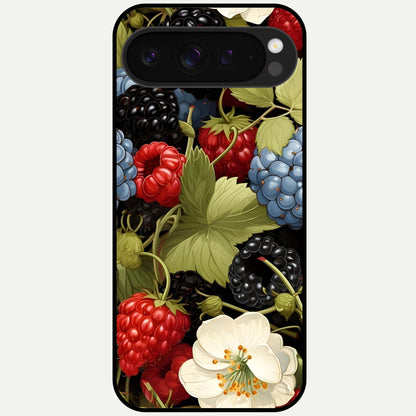  Berry Bloom Charm Glass Case For Google Pixel 9 Pro XL back cover – full design glossy printed glass finish