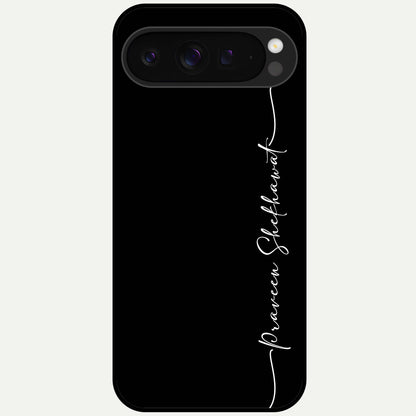  Black Tune Custom Name Glass Case For Google Pixel 9 Pro XL back cover – full design glossy printed glass finish