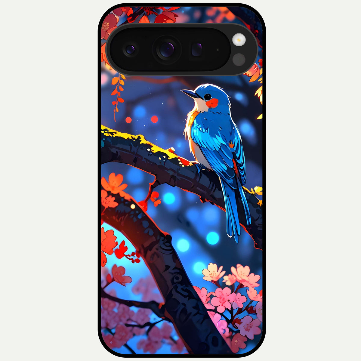  Blooming Water Drift Glass Case For Google Pixel 9 Pro XL back cover – full design glossy printed glass finish