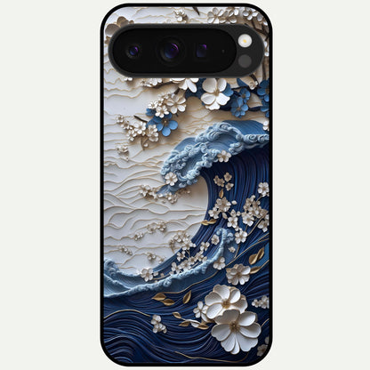  Blossom Wave Art Glass Case For Google Pixel 9 Pro XL back cover – full design glossy printed glass finish